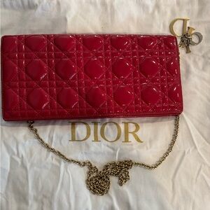 Christian Dior Patent Red bag, original Dior chain, Dior initials and dustbag